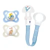 MAM Animal Orthodontic Pacifiers and Pacifier Clip - Blue