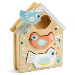 Djeco Baby Birdi Wooden Sorting Box and Stacking Birds