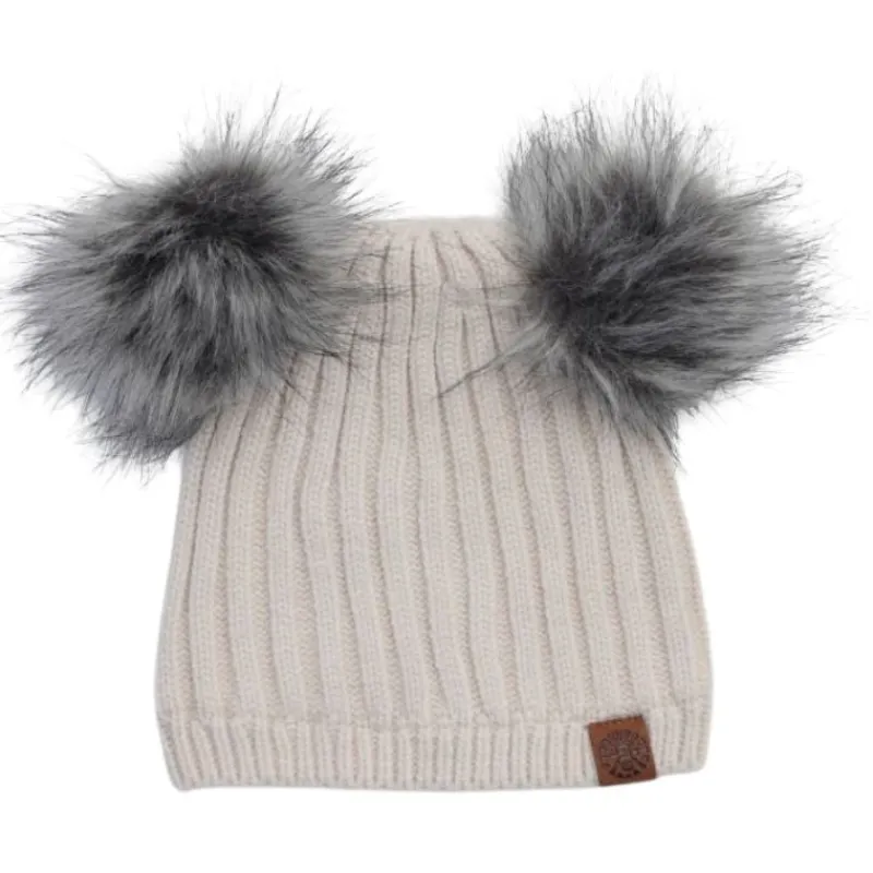 CaliKids Double Pompom Baby Knit Hat