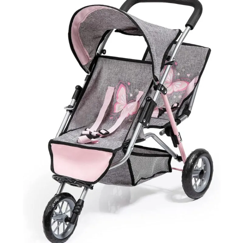 Bayer Design Duo Twin 3 Wheeled Doll's Stroller - Butterfly