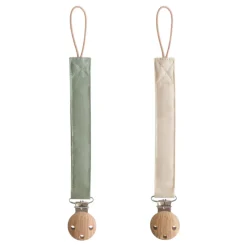 Mushie Linen Pacifier Clip - 2 Pack