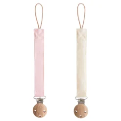 Mushie Linen Pacifier Clip - 2 Pack
