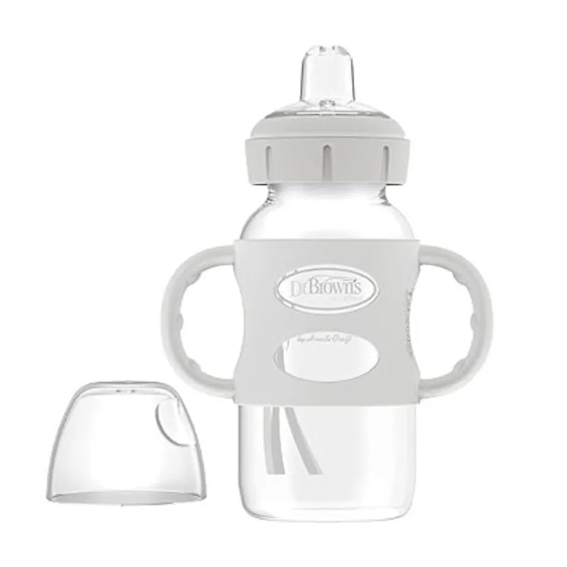Dr Brown's Milestones Wide-Neck Sippy Bottle with 100% Silicone Handles