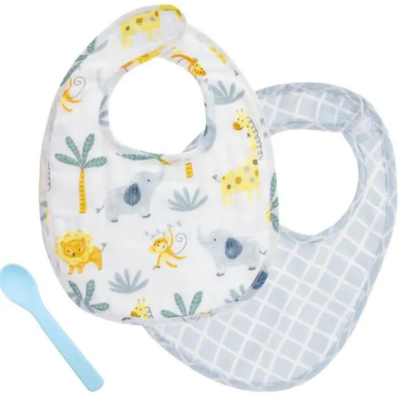 Stephen Joseph Muslin Bib Set With Matching Spoon