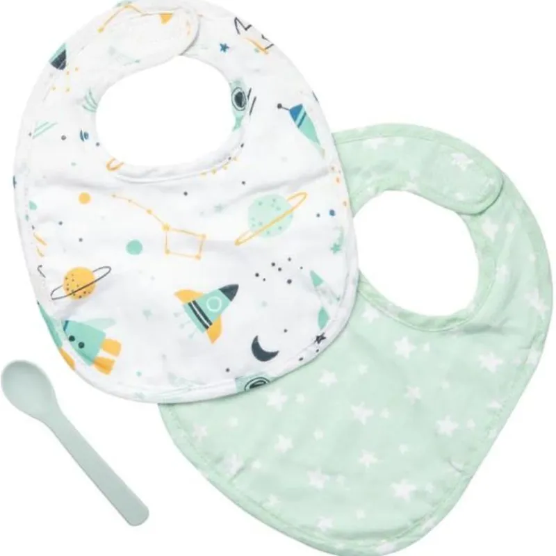 Stephen Joseph Muslin Bib Set With Matching Spoon