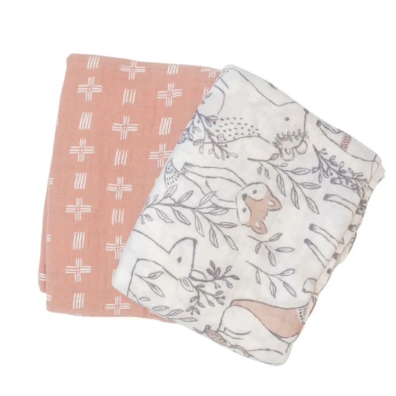 Crane Muslin Swaddle Blankets - 2 Pack