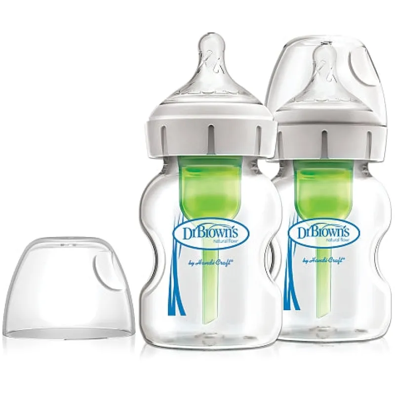 Dr Brown's Options+ 5oz Glass Wide-Neck Bottle - 2 Pack