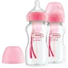 Dr Brown's Options+ Wide Neck 9oz Bottle - Pink (2 Pack)