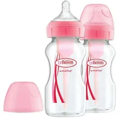 Dr Brown's Options+ Wide Neck 9oz Bottle - Pink (2 Pack)