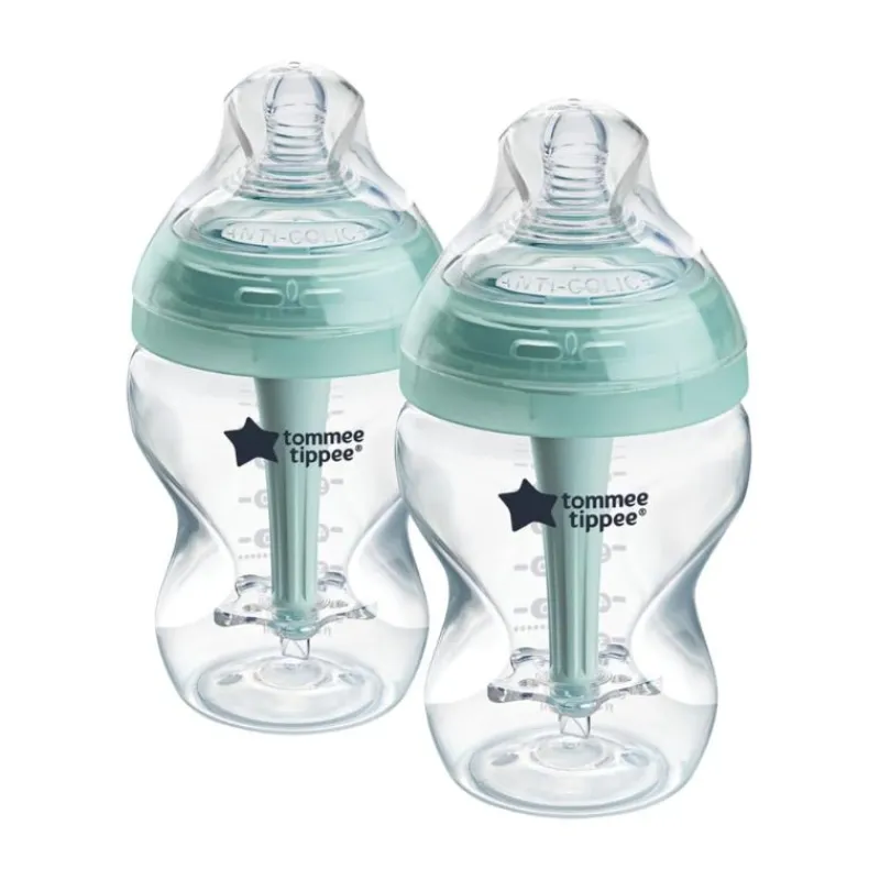 tommee tippee 9oz Advanced Anti-Colic Baby Bottle with Slow Flow Breast-Like Nipple-2 Pack