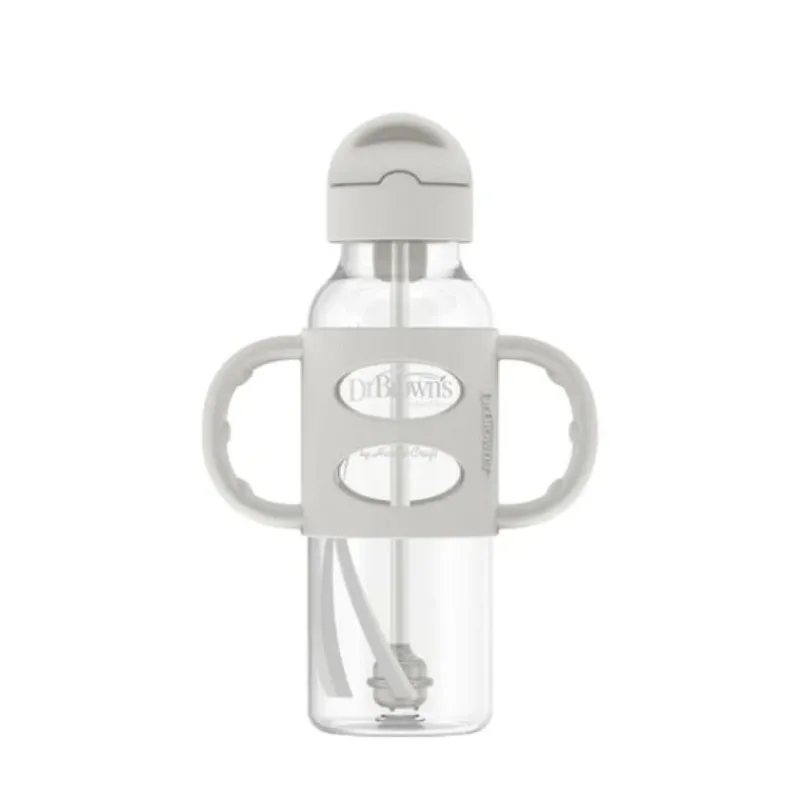 Dr Brown's 8oz Sippy Straw Bottle - Grey