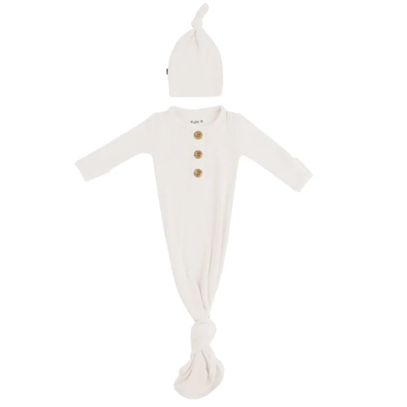 Kyte Baby Ribbed Knotted Gown & Hat