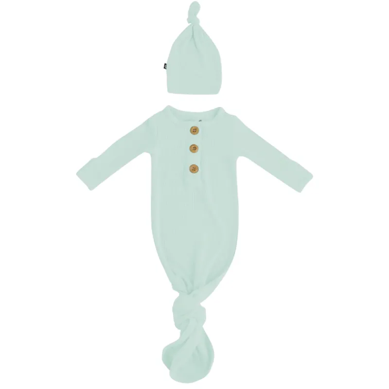 Kyte Baby Ribbed Knotted Gown & Hat