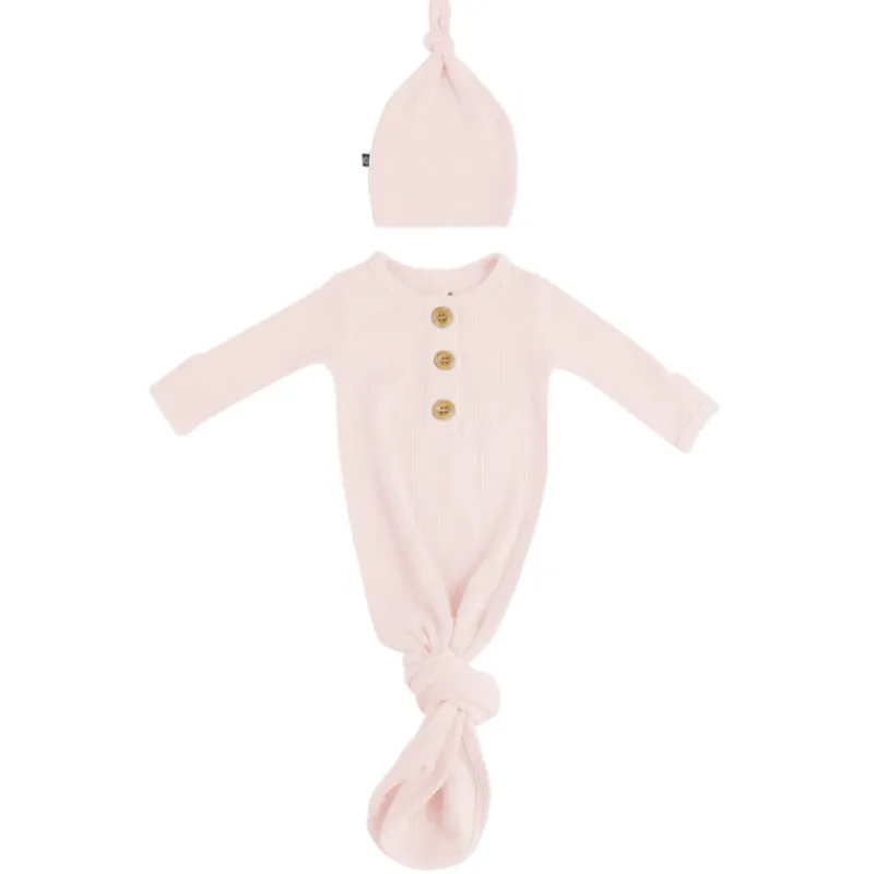 Kyte Baby Ribbed Knotted Gown & Hat