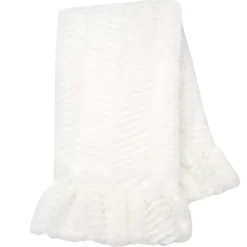 Lambs & Ivy Signature White Ruffled Lux Minky/Jersey Chevron Baby Blanket